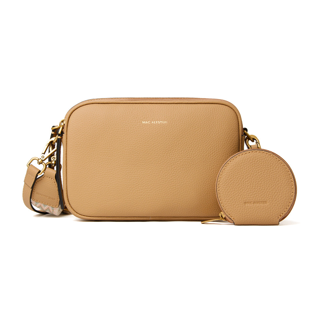 Sac trotteur GIULIA ETE pour femme en cuir SABLE de face