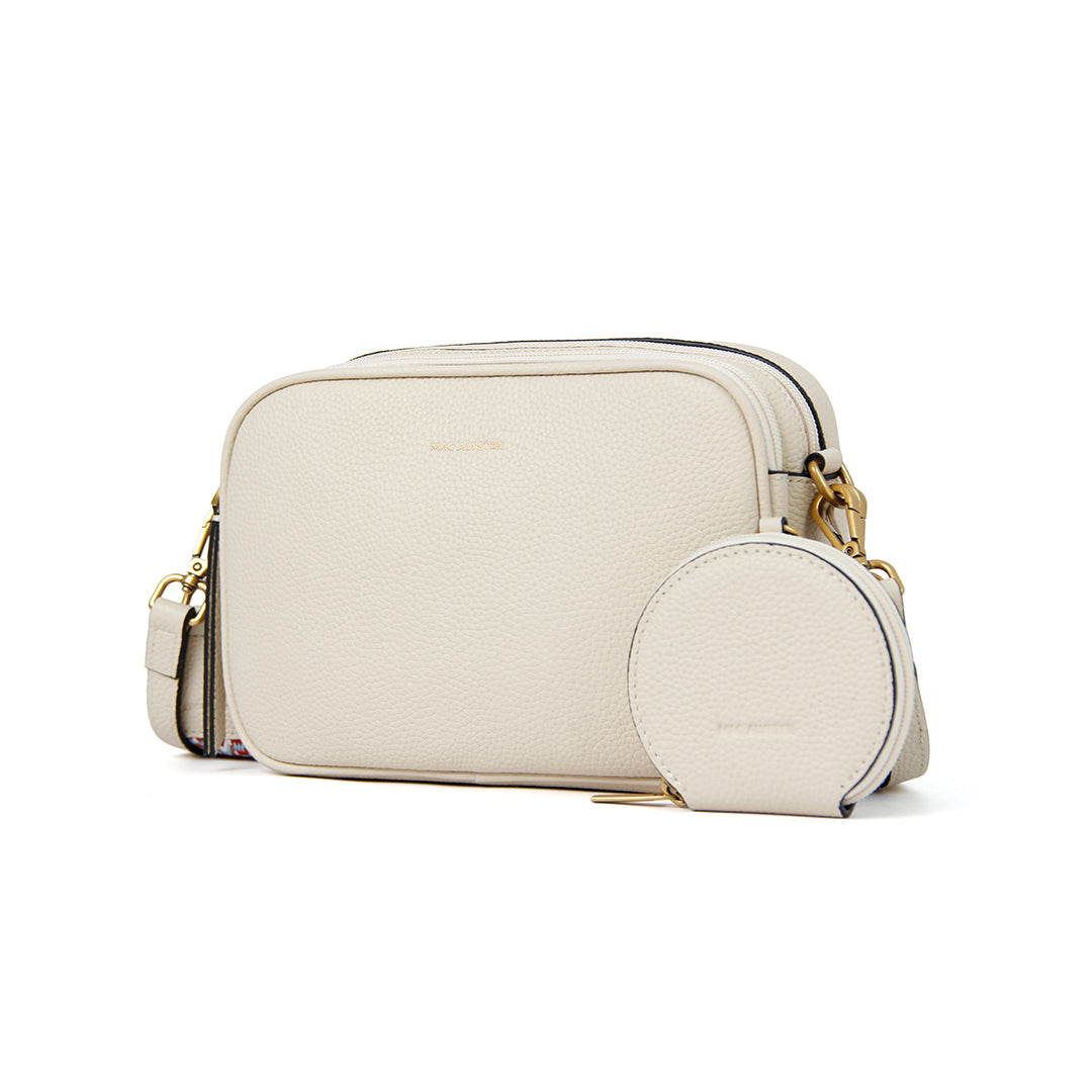 Sac trotteur GIULIA ETE pour femme en cuir ECRU de trois-quarts