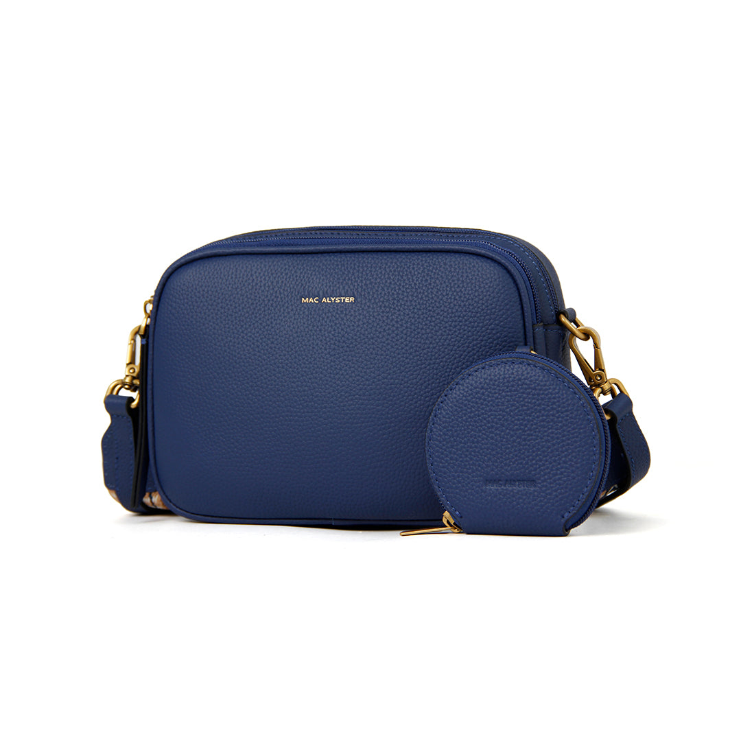 Sac trotteur GIULIA ETE pour femme en cuir MARINE de trois-quarts