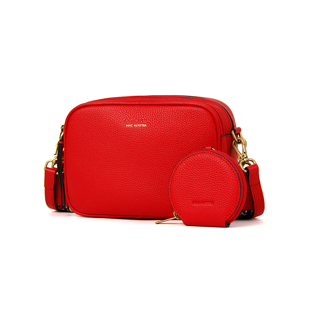 Sac trotteur GIULIA ETE pour femme en cuir ROUGE de trois-quarts