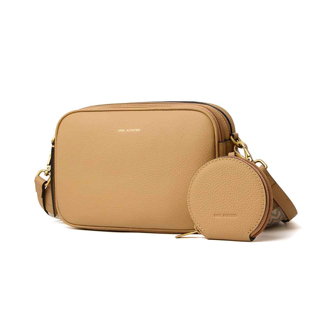 Sac trotteur GIULIA ETE pour femme en cuir SABLE de trois-quarts