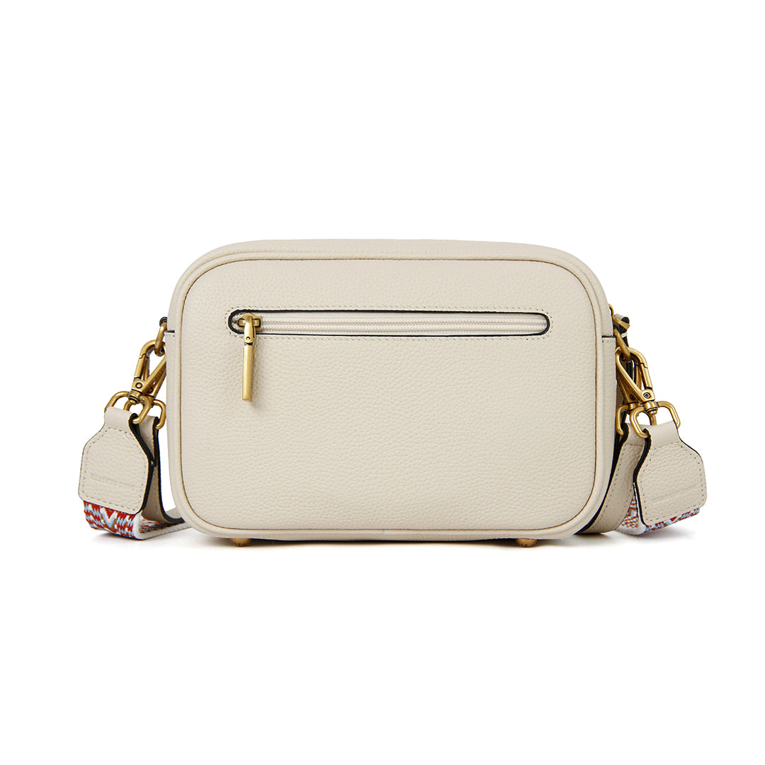 Sac trotteur GIULIA ETE pour femme en cuir ECRU de dos