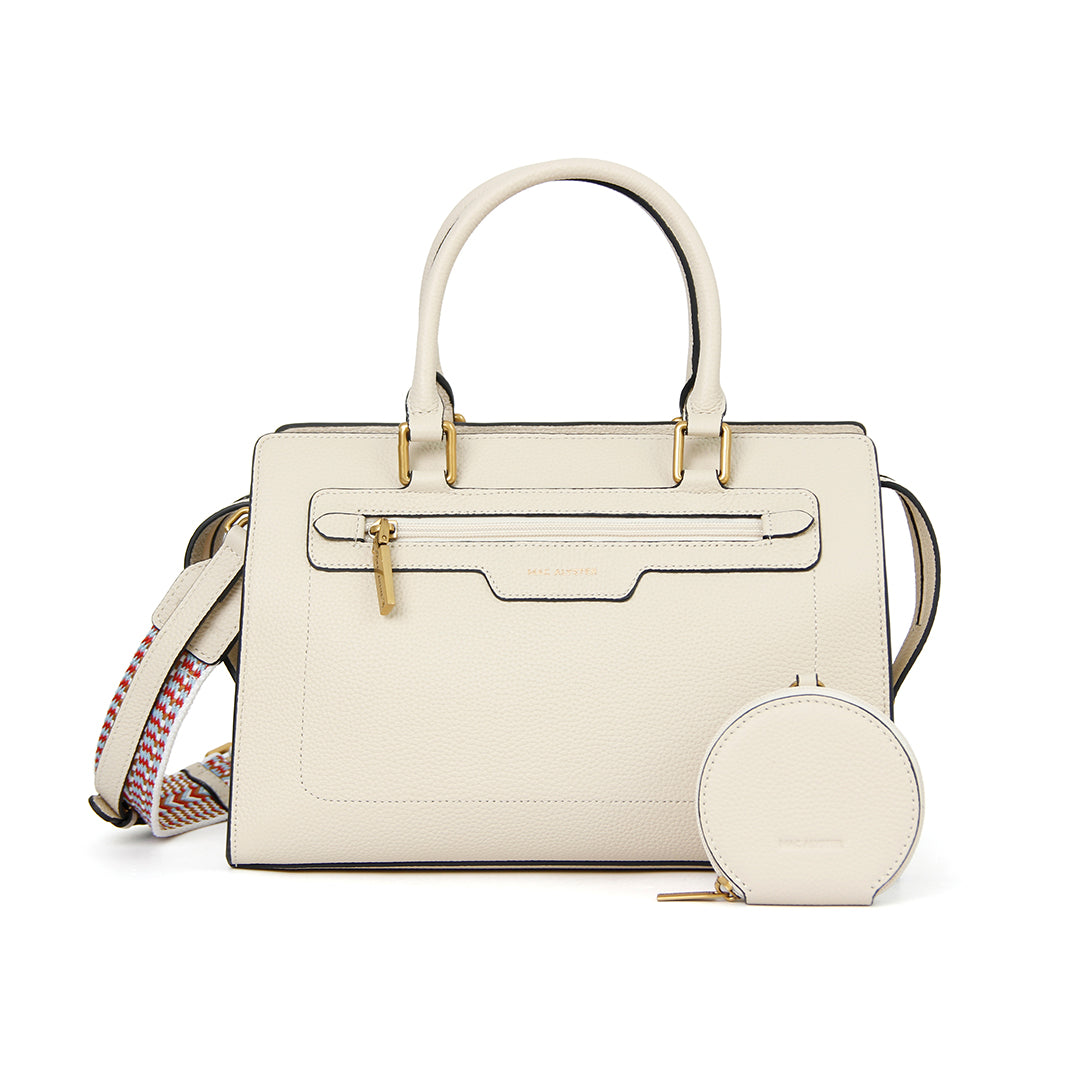 Sac porté main GIULIA pour femme en cuir ECRU de face