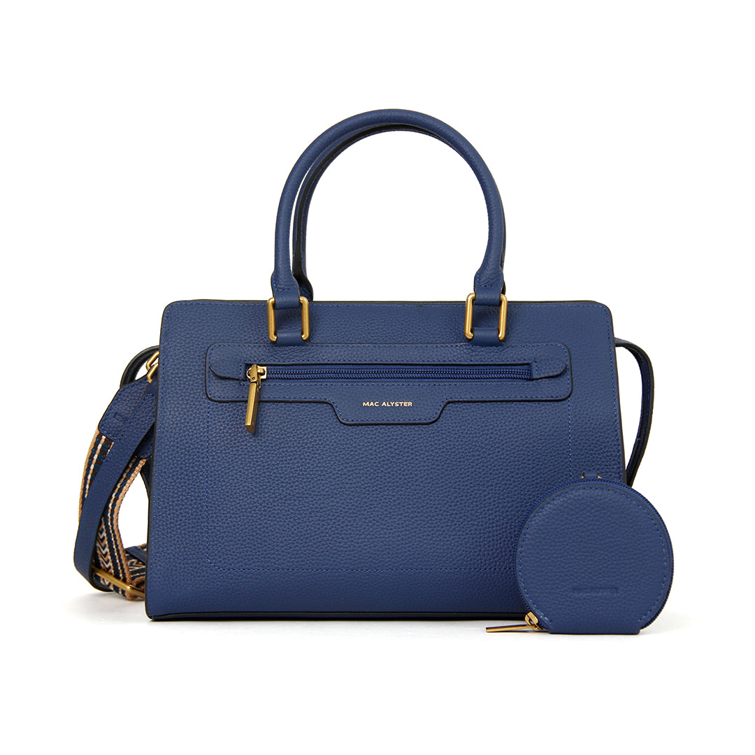 Sac porté main GIULIA pour femme en cuir MARINE de face