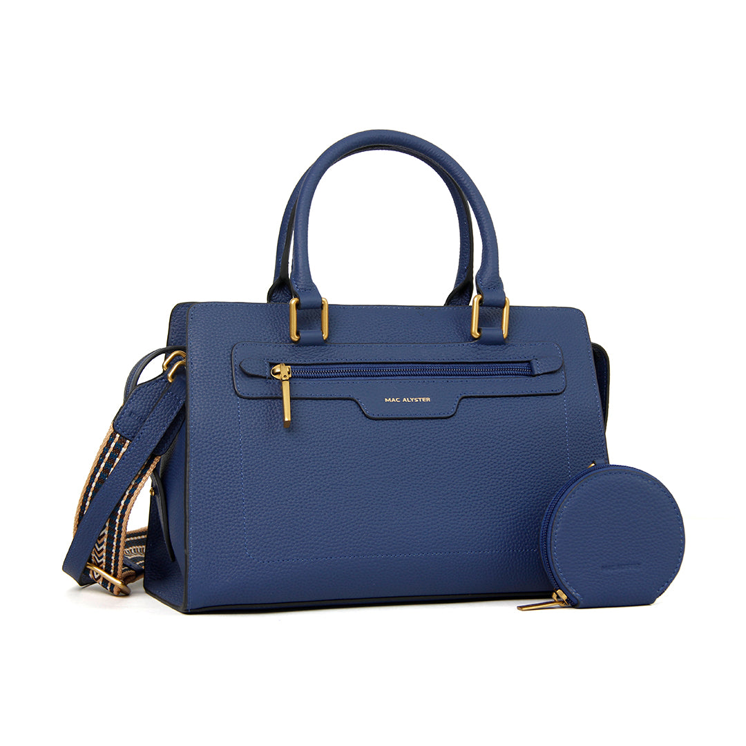 Sac porté main GIULIA pour femme en cuir MARINE de trosi-quarts
