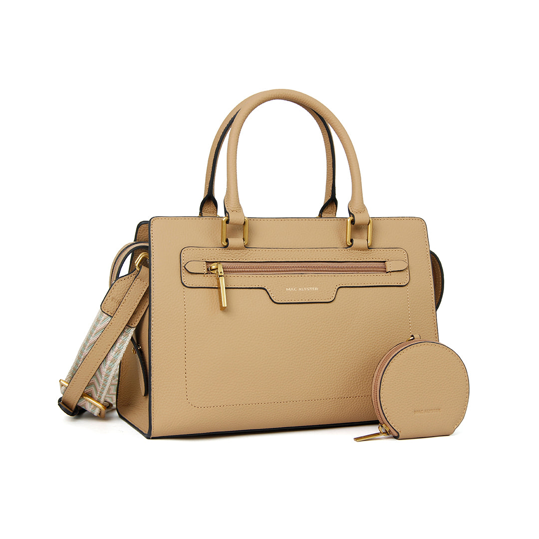 Sac porté main GIULIA pour femme en cuir SABLE de face