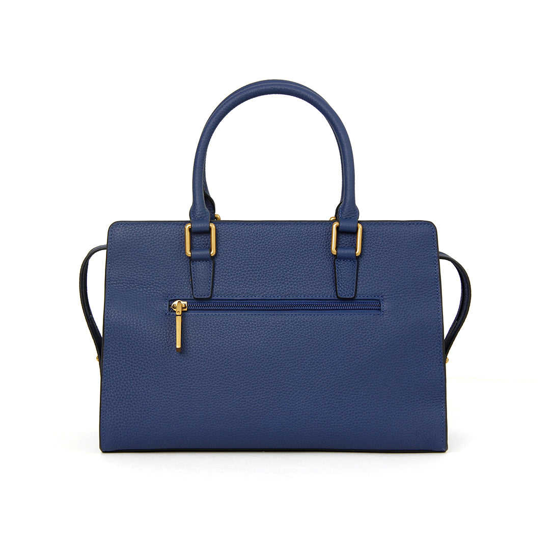 Sac porté main GIULIA pour femme en cuir MARINE de dos