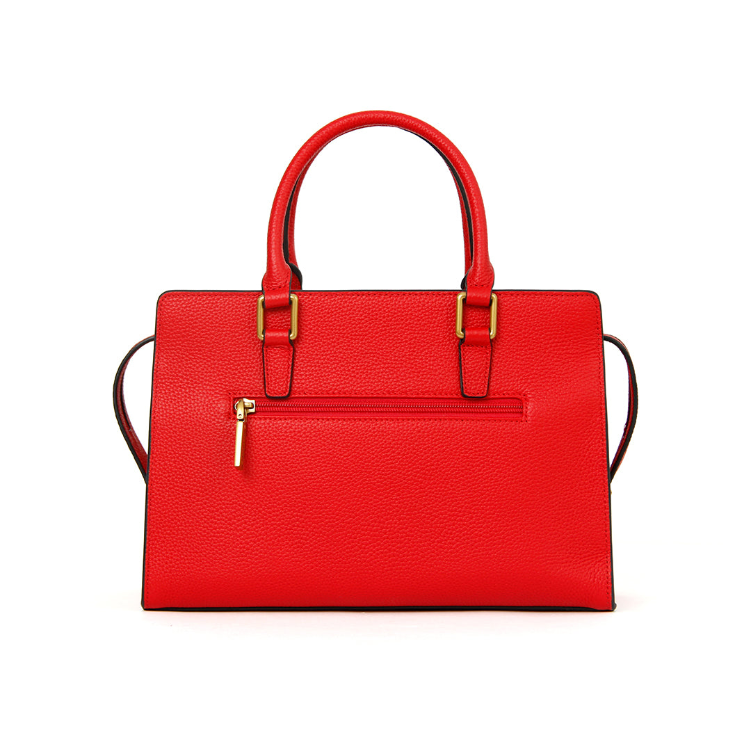 Sac porté main GIULIA pour femme en cuir ROUGE de dos