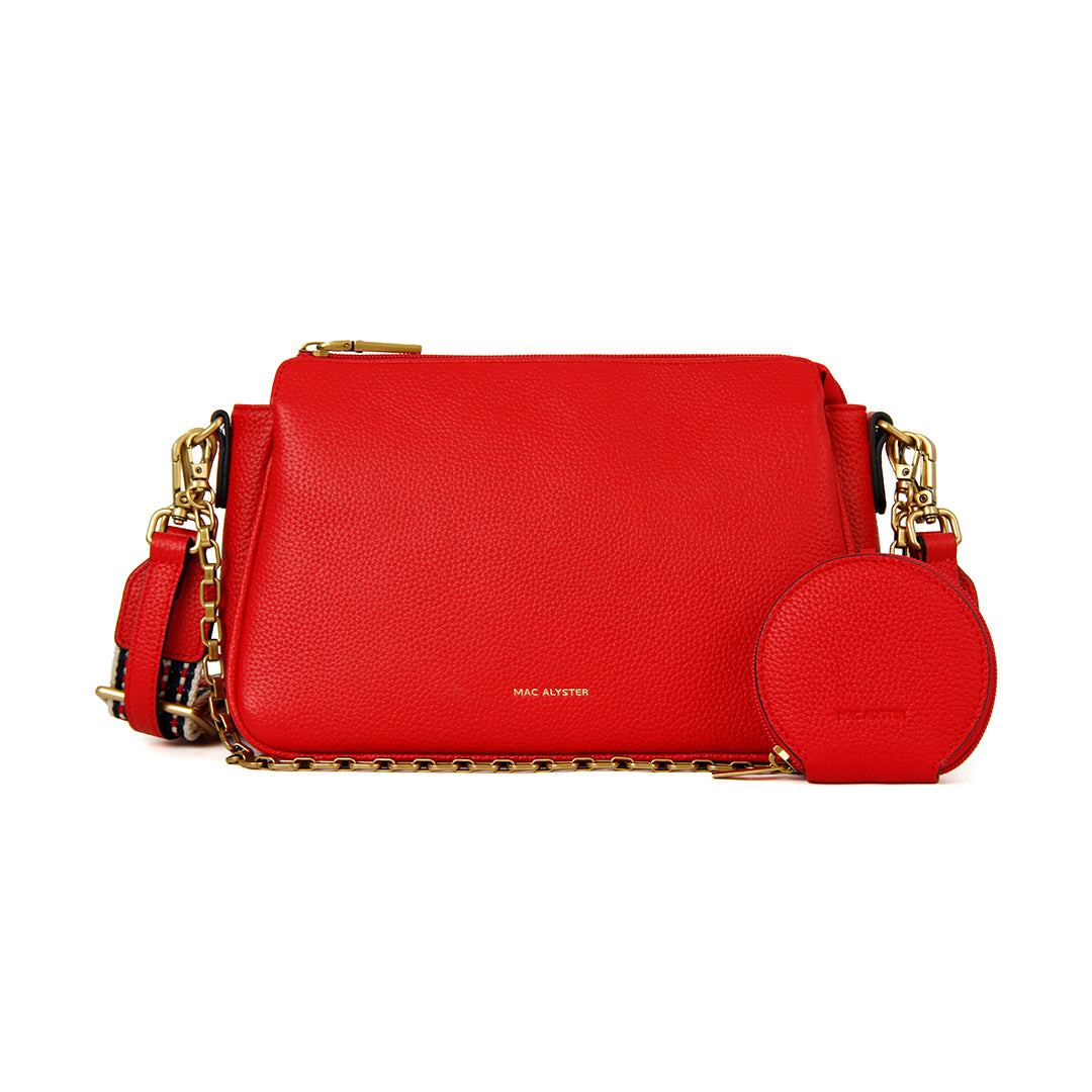 Sac trotteur GIULIA en cuir de vachette ROUGE de face