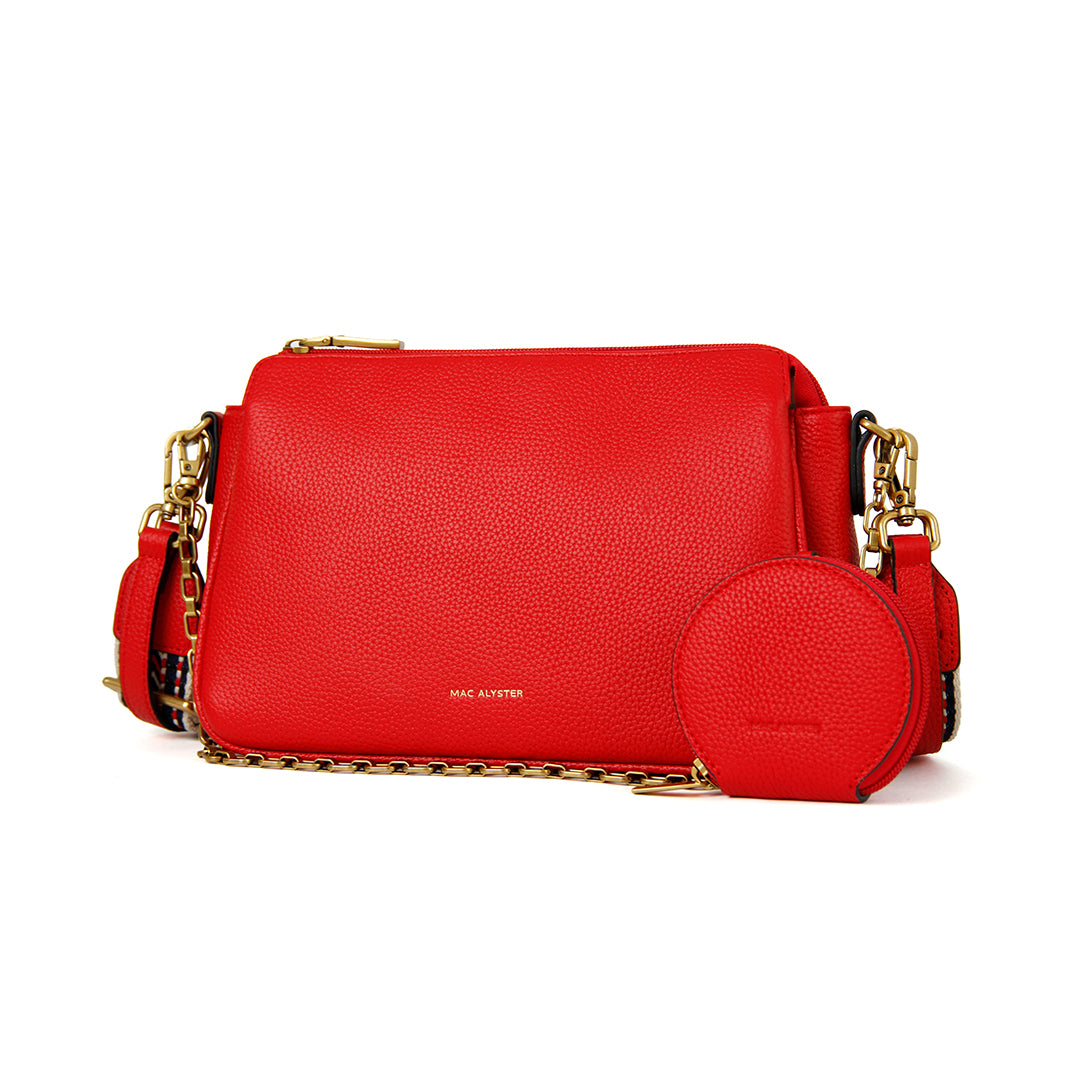 Sac trotteur GIULIA en cuir de vachette ROUGE de trois-quarts