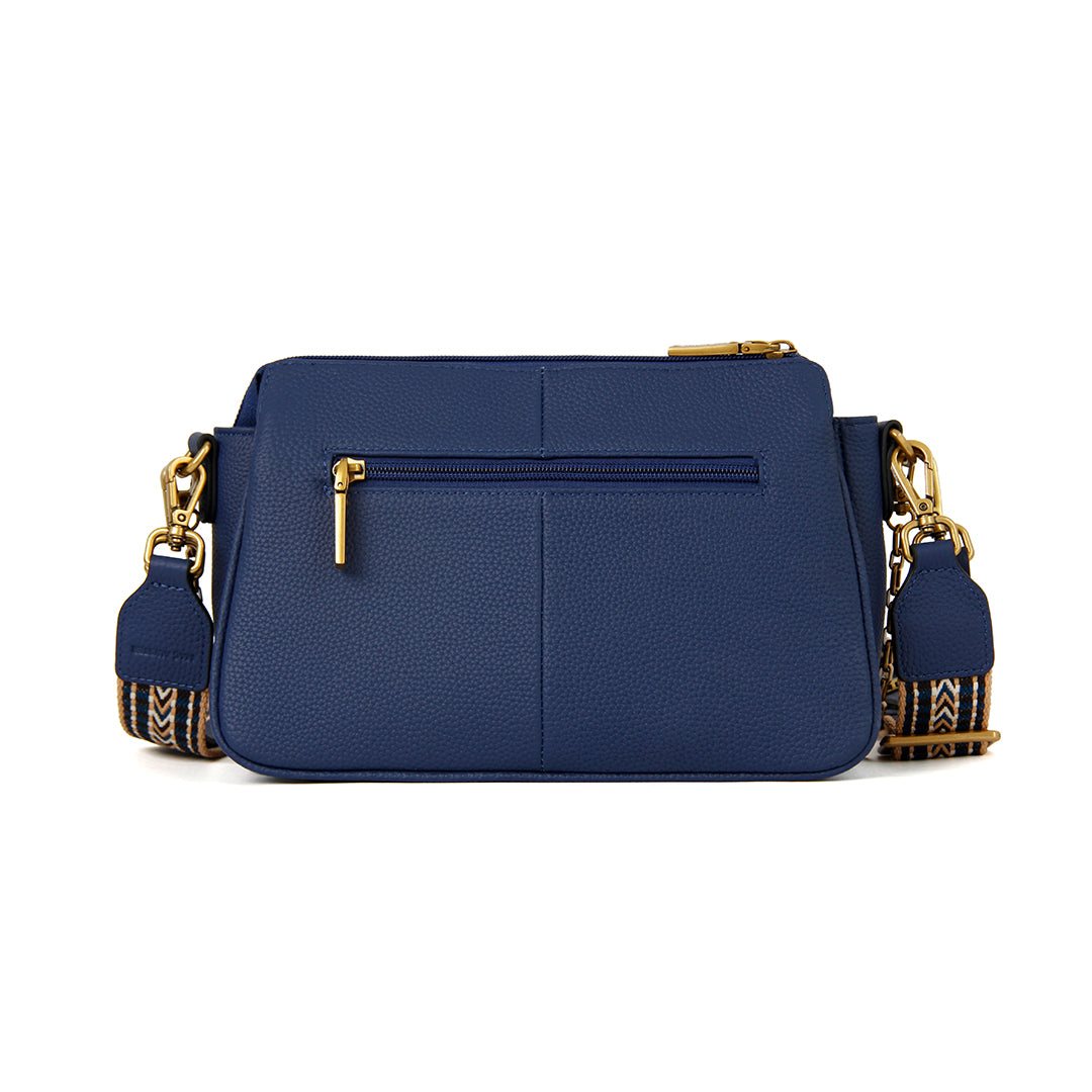 Sac trotteur GIULIA en cuir de vachette MARINE de dos