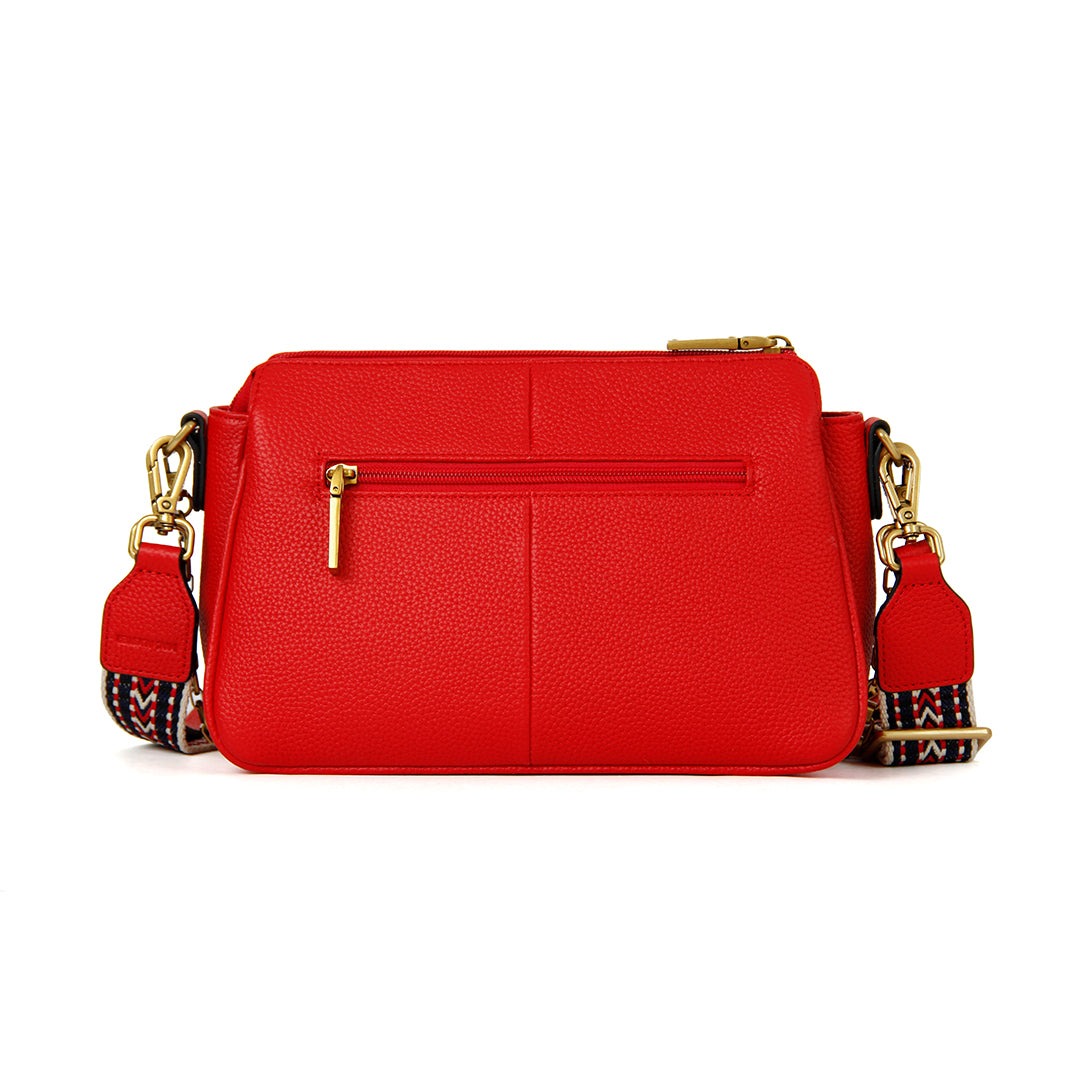 Sac trotteur GIULIA en cuir de vachette ROUGE de dos
