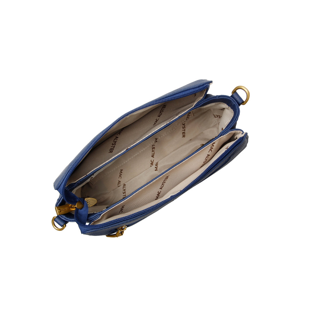 Sac trotteur GIULIA en cuir de vachette MARINE de haut