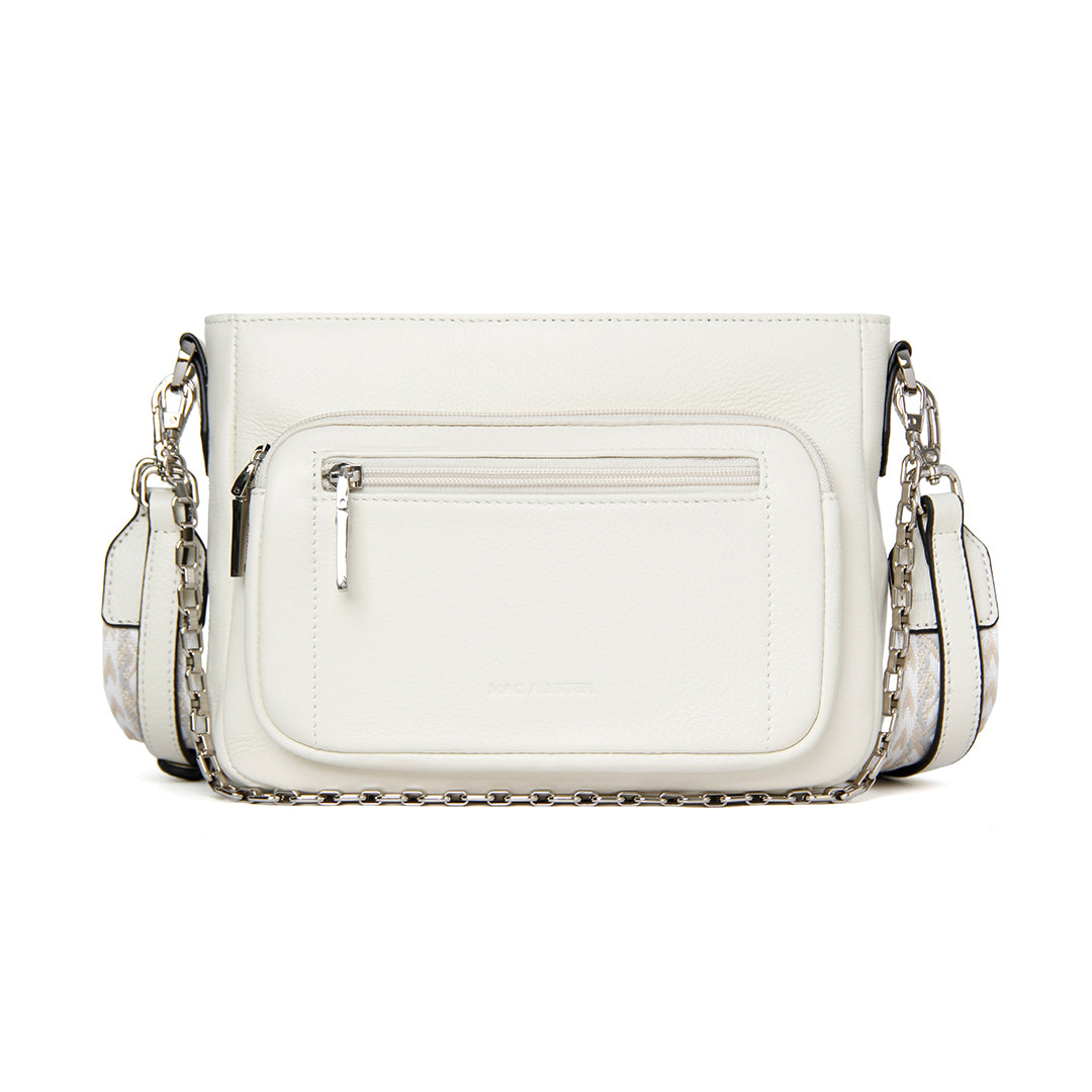 Sac trotteur DANA en cuir de vachette ECRU de face