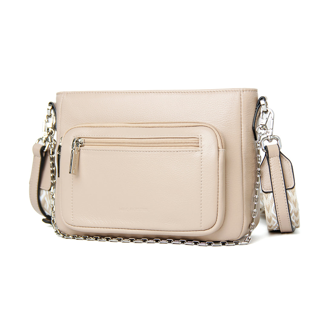 Sac trotteur DANA en cuir de vachette SABLE de trois-quarts