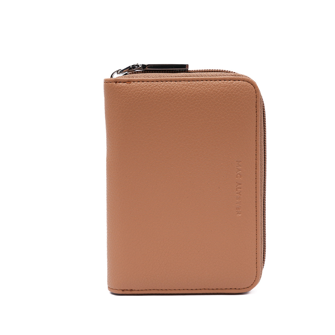 Porte monnaie zippée PETITE MAROQUINERIE synthétique COGNAC de face