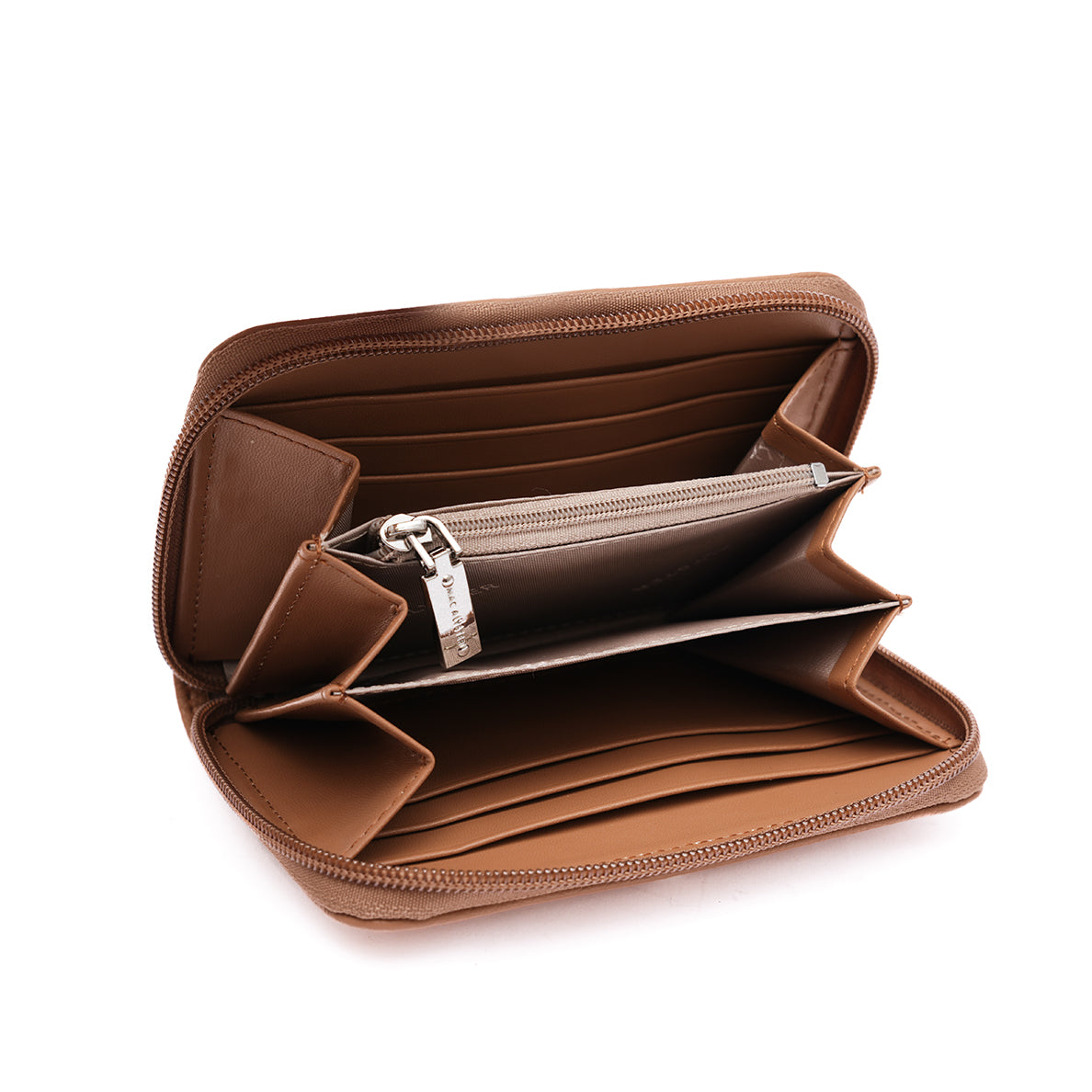 Porte monnaie zippée PETITE MAROQUINERIE synthétique COGNAC en détail