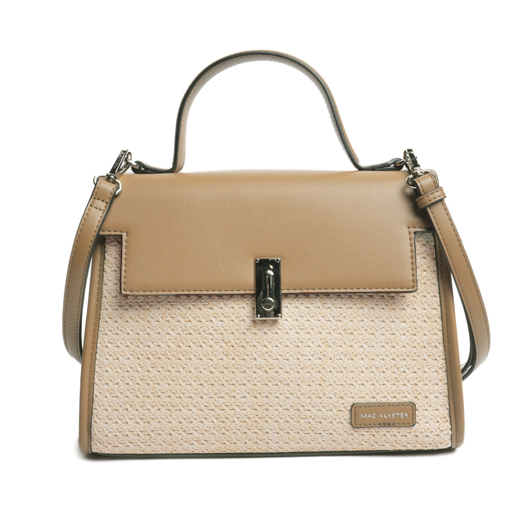 Sac porté main NICE en matière synthétique TAUPE de face