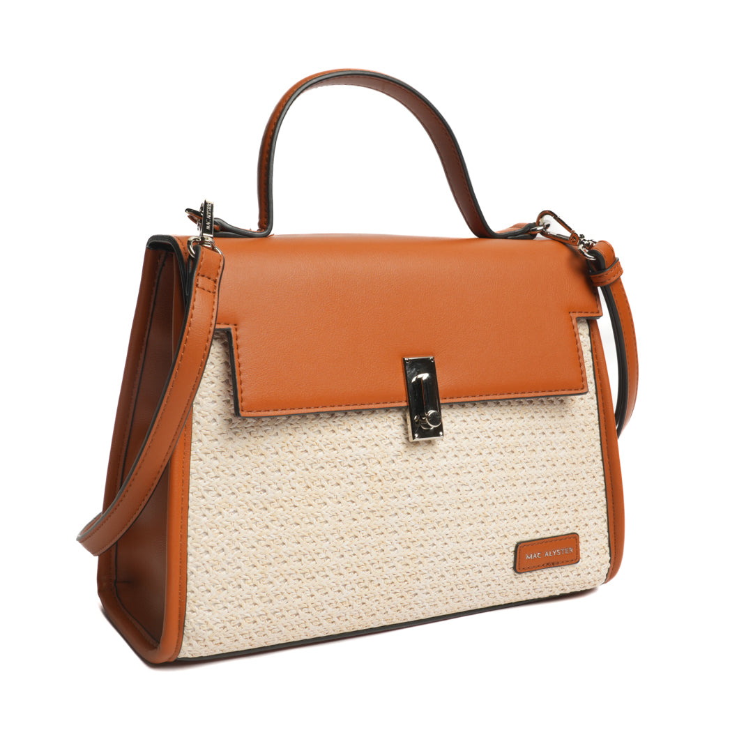 Sac porté main NICE en matière synthétique COGNAC de trois-quarts