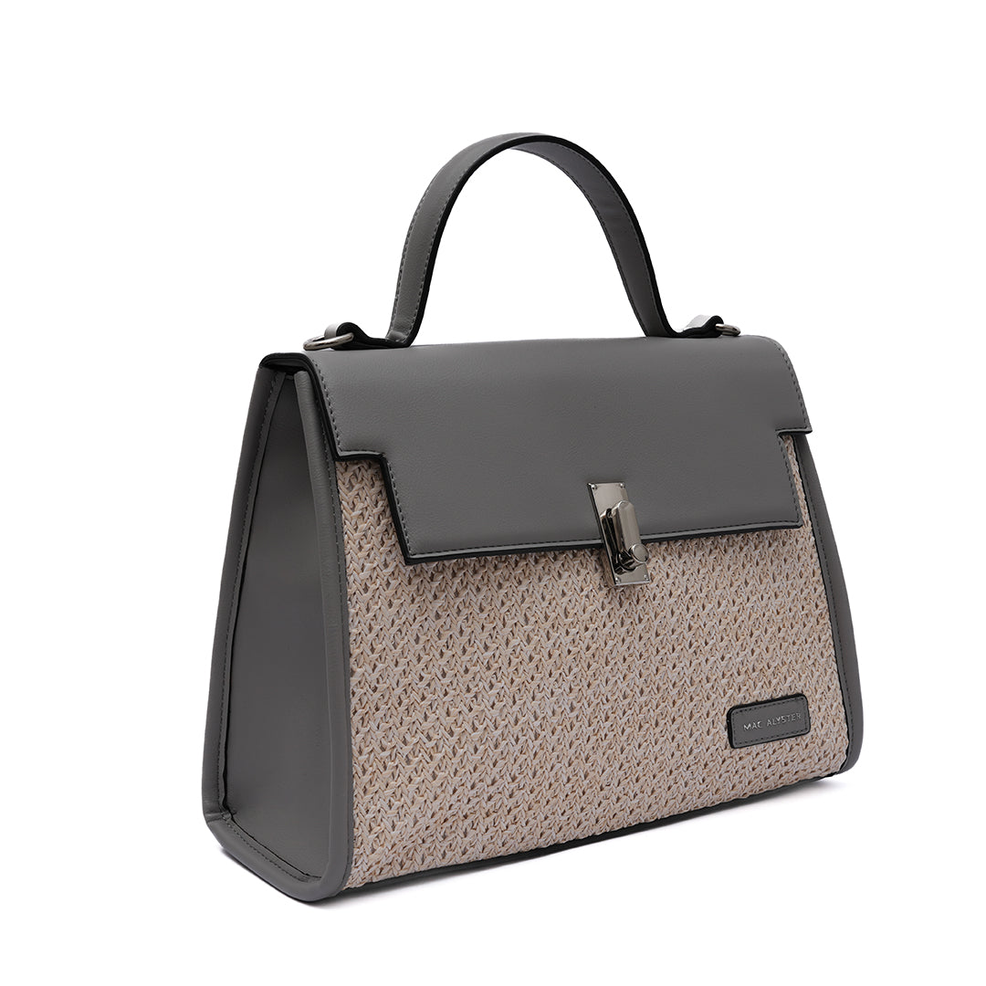 Sac porté main NICE en matière synthétique GRIS de trois-quarts