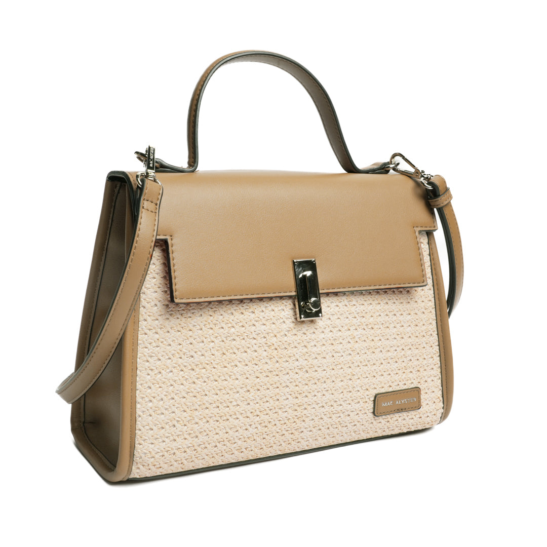 Sac porté main NICE en matière synthétique TAUPE de trois-quarts