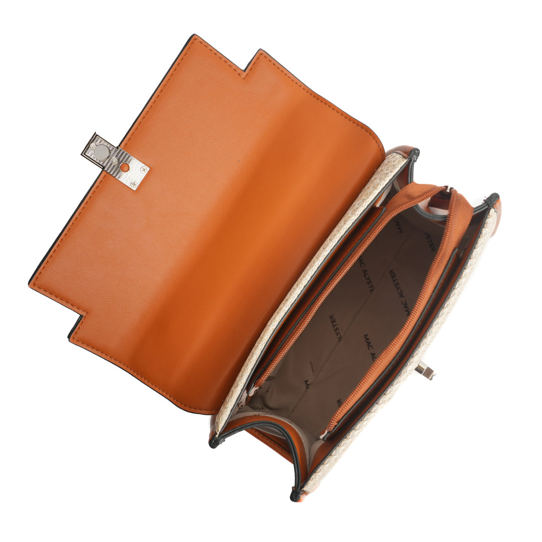 Sac porté main NICE en matière synthétique COGNAC de haut