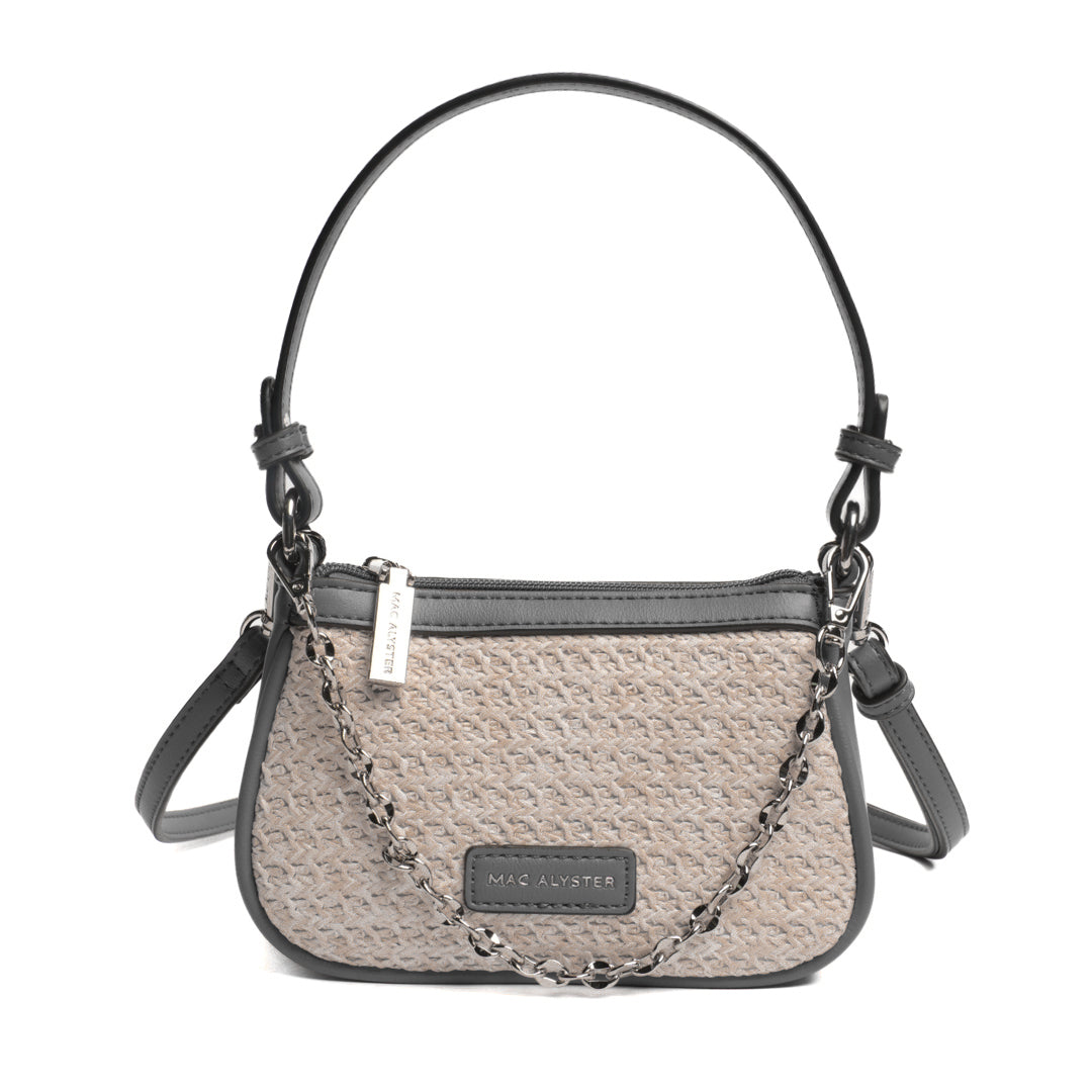 Mini sac trotteur NICE en matière synthétique GRIS de face