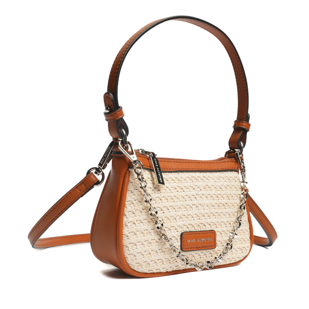 Mini sac trotteur NICE en matière synthétique COGNAC de trois-quarts