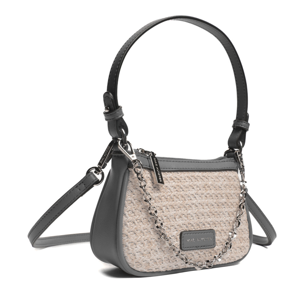 Mini sac trotteur NICE en matière synthétique GRIS de trois-quarts