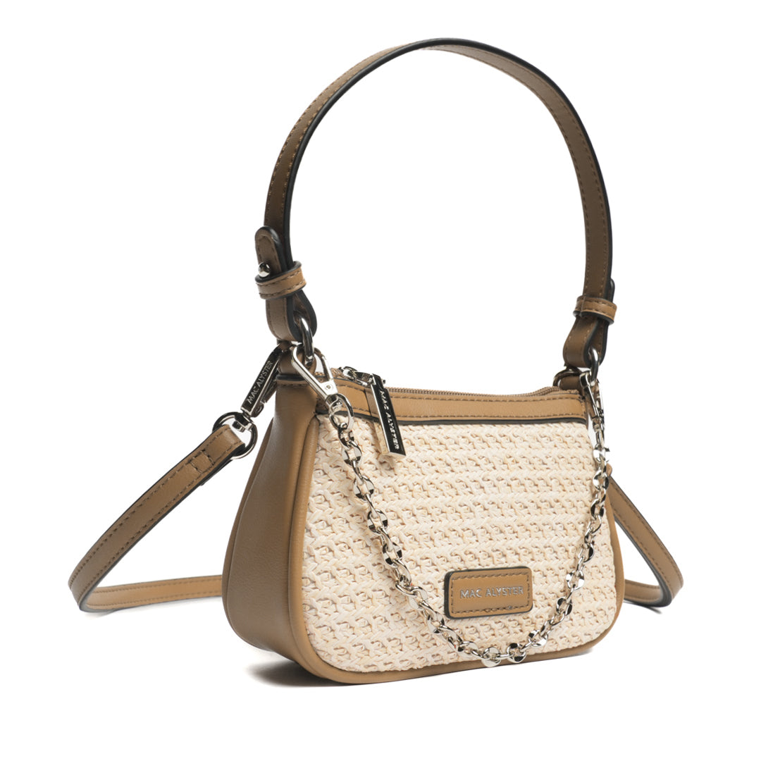 Mini sac trotteur NICE en matière synthétique TAUPE de trois-quarts