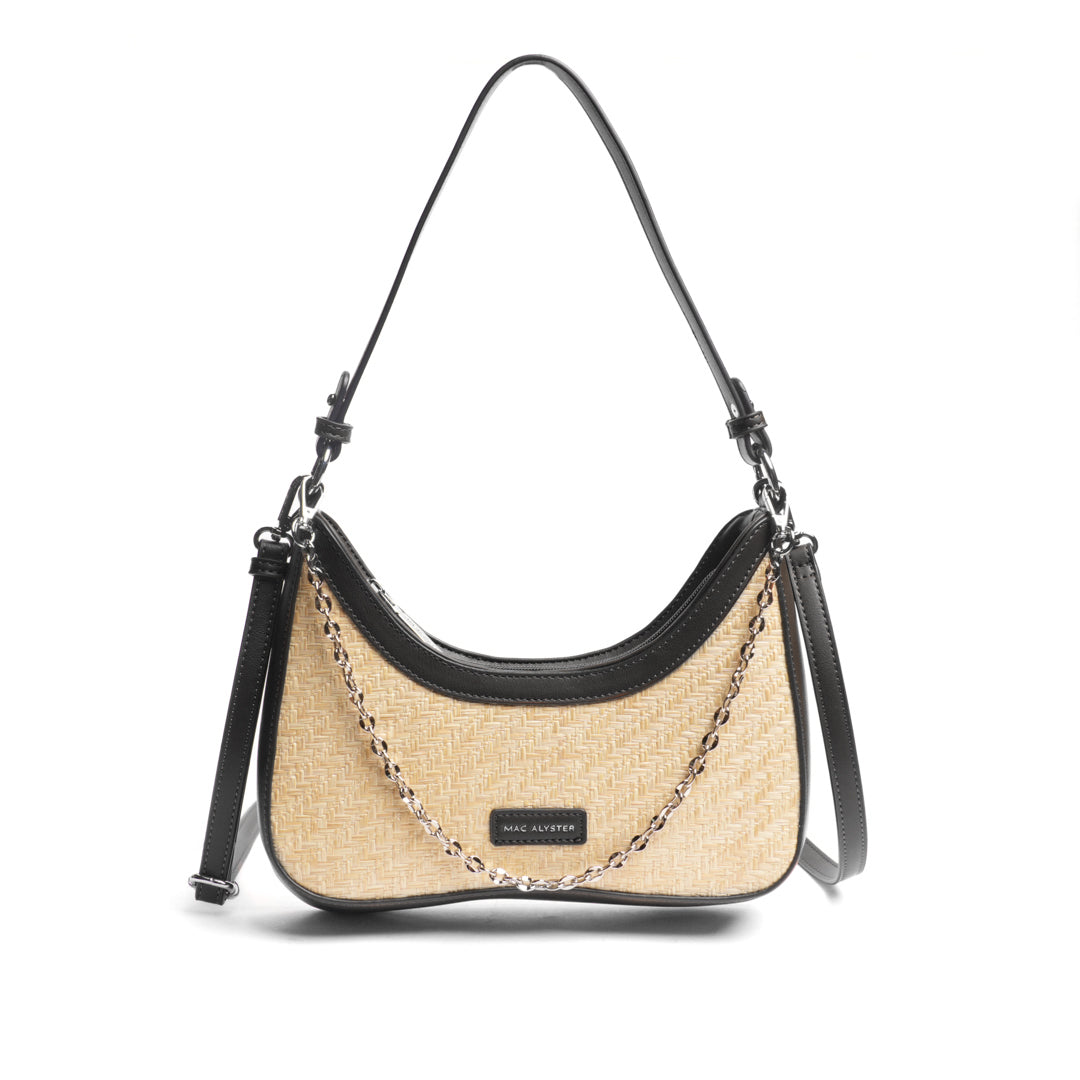 Sac baguette PANAMA en matière synthétique NOIR de face