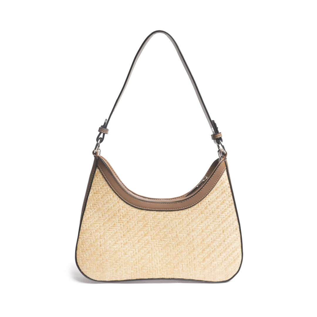 Sac baguette PANAMA en matière synthétique TAUPE de dos