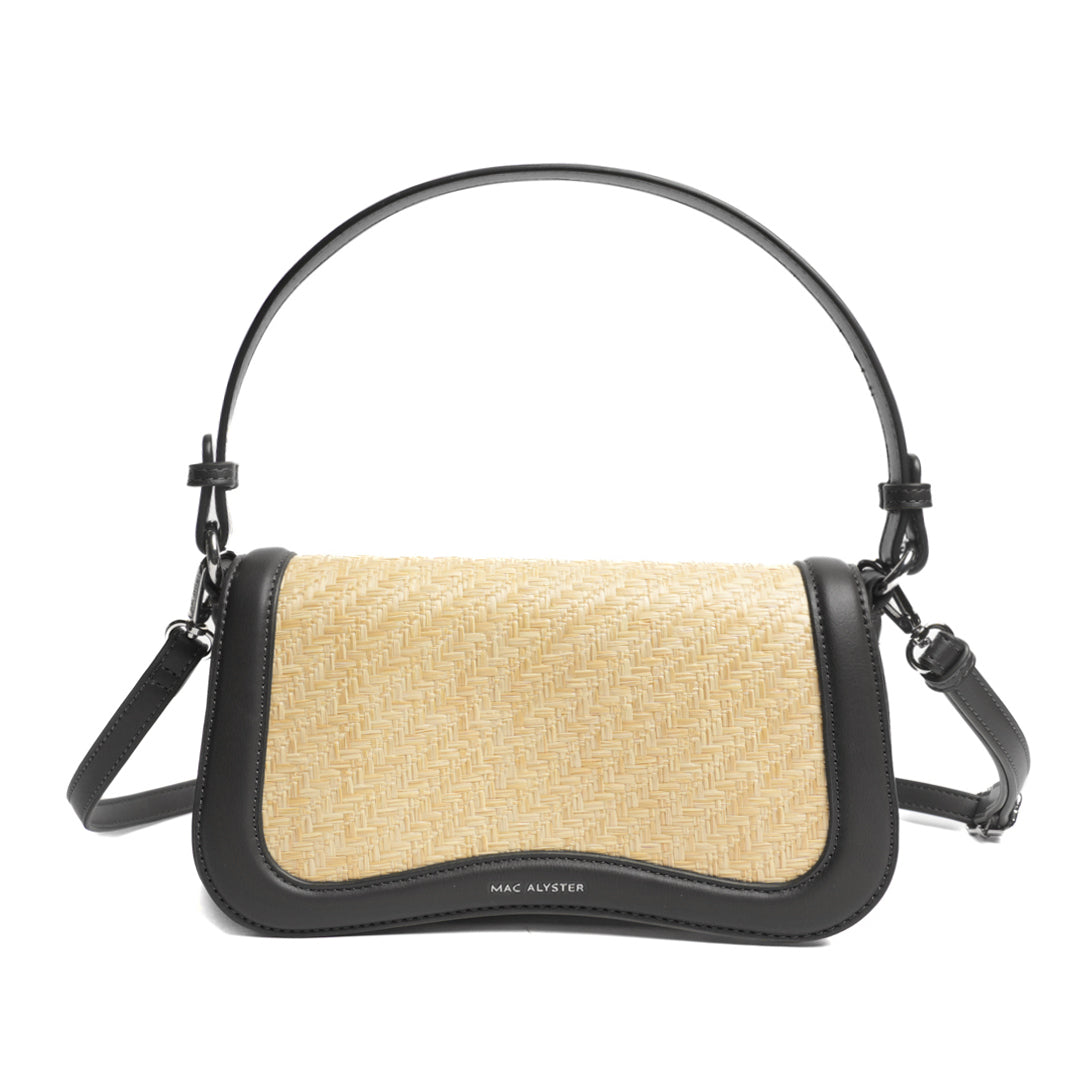 Sac à rabat PANAMA en matière synthétique NOIR de face