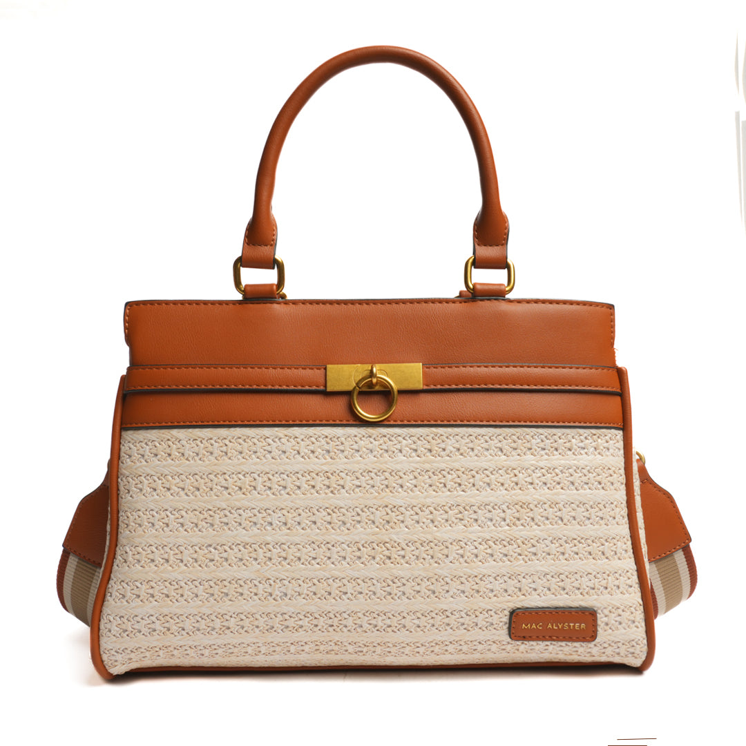 Sac porté main DEAUVILLE en matière synthétique COGNAC de face