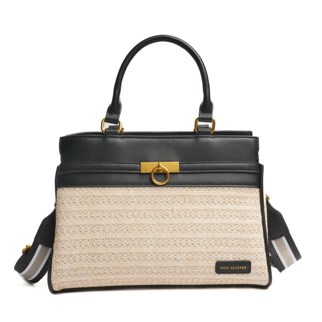 Sac porté main DEAUVILLE en matière synthétique NOIR de face
