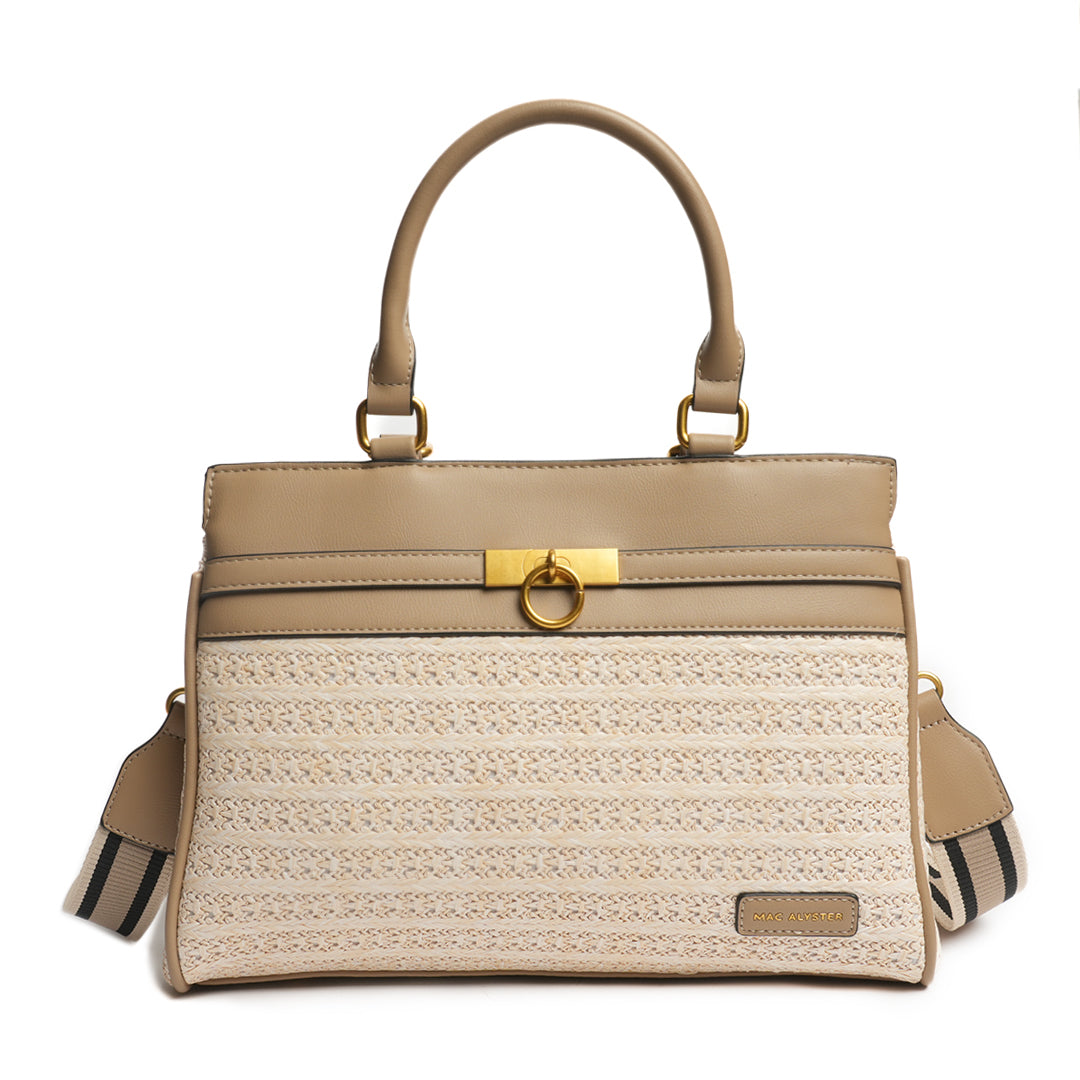 Sac porté main DEAUVILLE en matière synthétique TAUPE de face