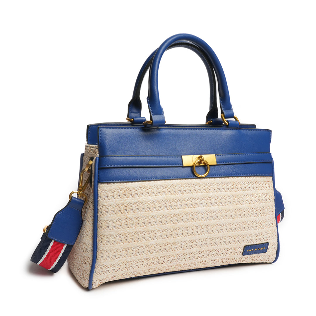 Sac porté main DEAUVILLE en matière synthétique NAVY de trois-quarts
