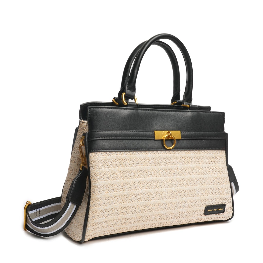 Sac porté main DEAUVILLE en matière synthétique NOIR de trois-quarts