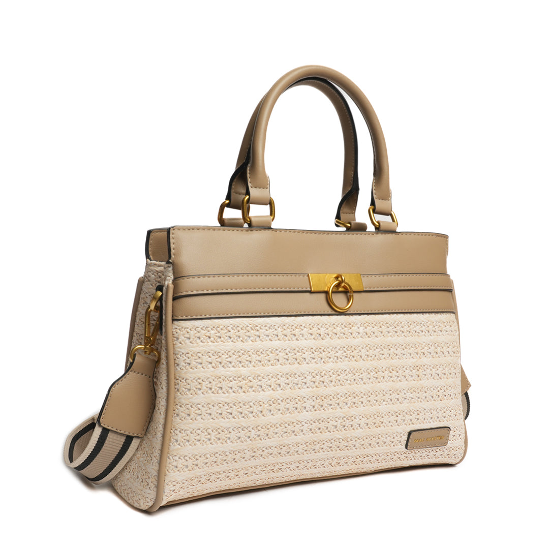 Sac porté main DEAUVILLE en matière synthétique TAUPE de trois-quarts