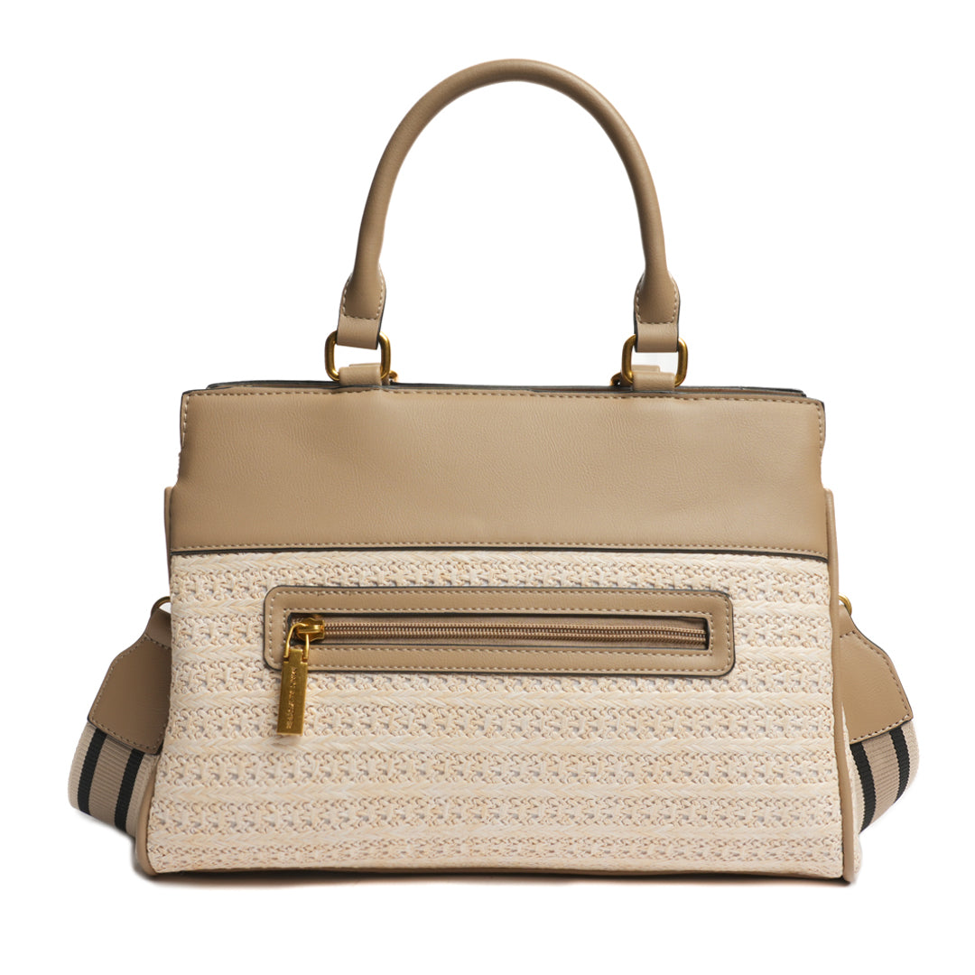 Sac porté main DEAUVILLE en matière synthétique TAUPE de dos