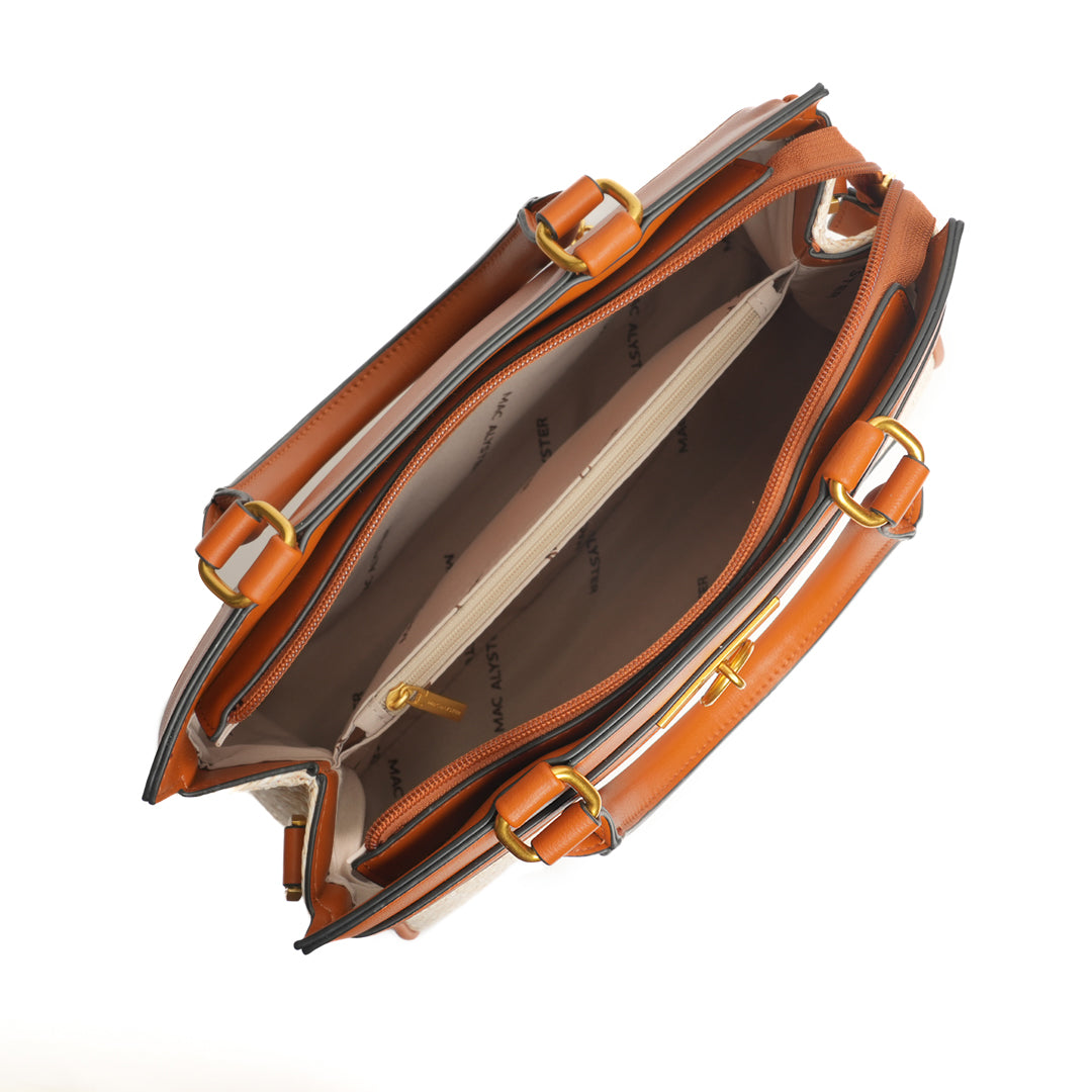 Sac porté main DEAUVILLE en matière synthétique COGNAC de haut