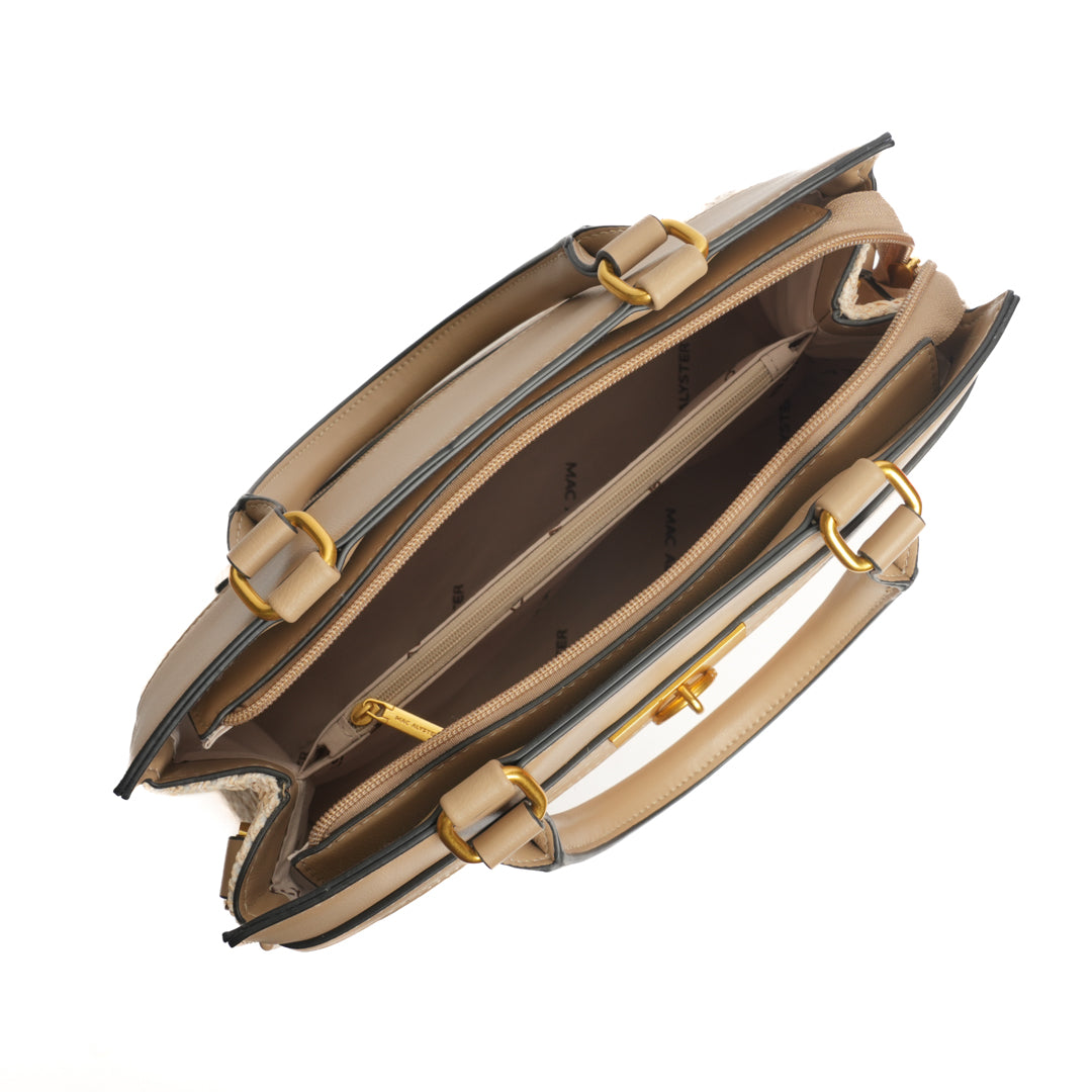 Sac porté main DEAUVILLE en matière synthétique TAUPE de haut