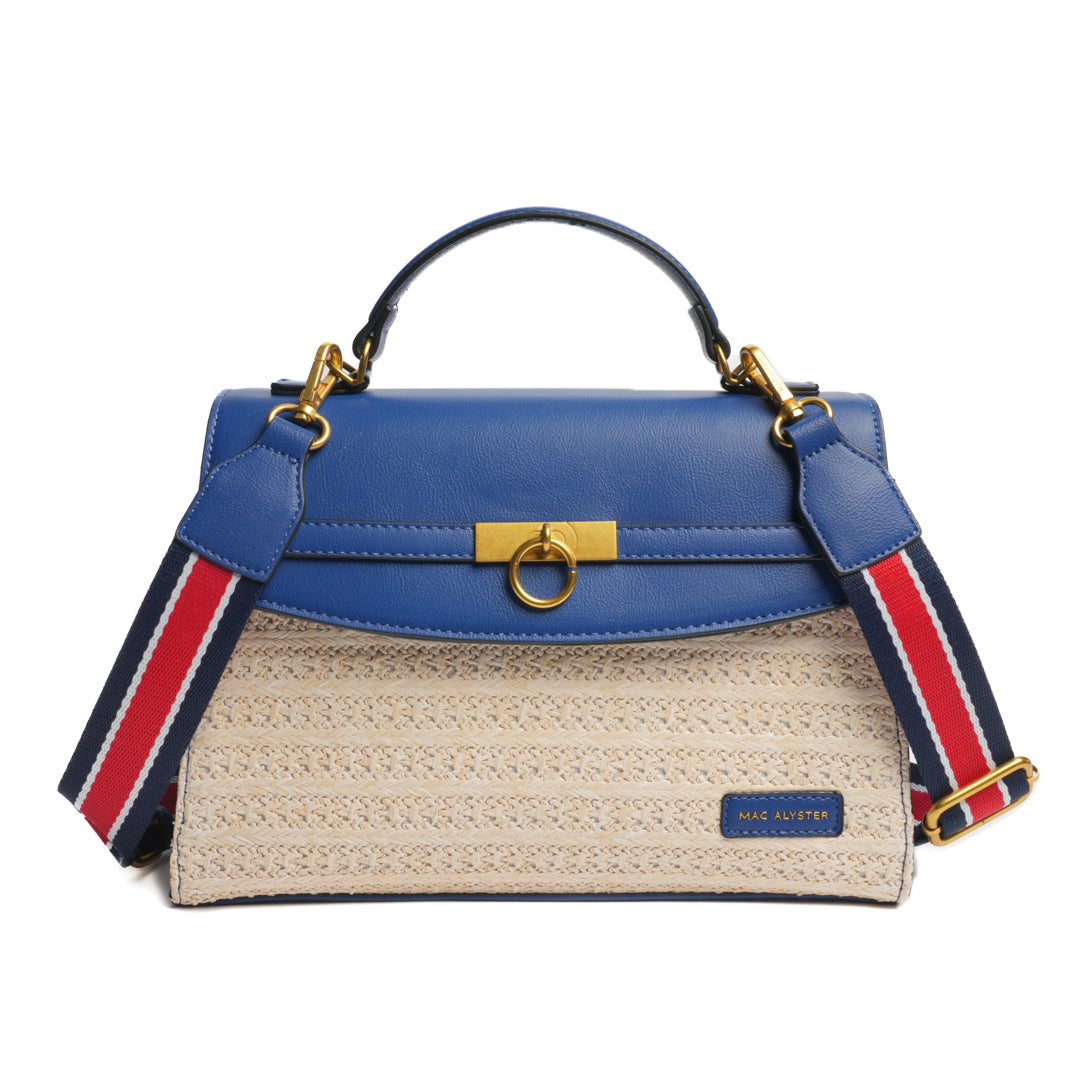 Sac porté main avec rabat DEAUVILLE en matière synthétique NAVY de face