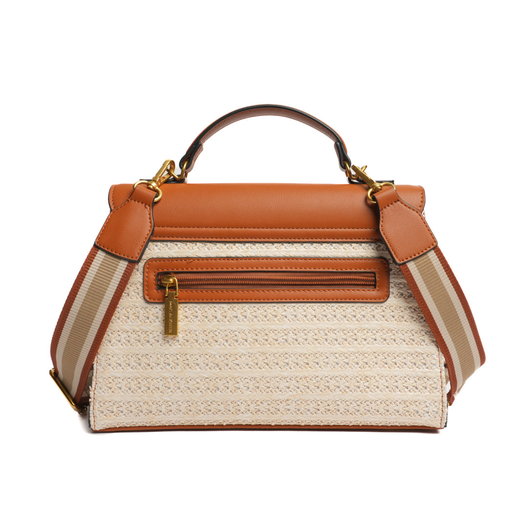 Sac porté main avec rabat DEAUVILLE en matière synthétique COGNAC de dos