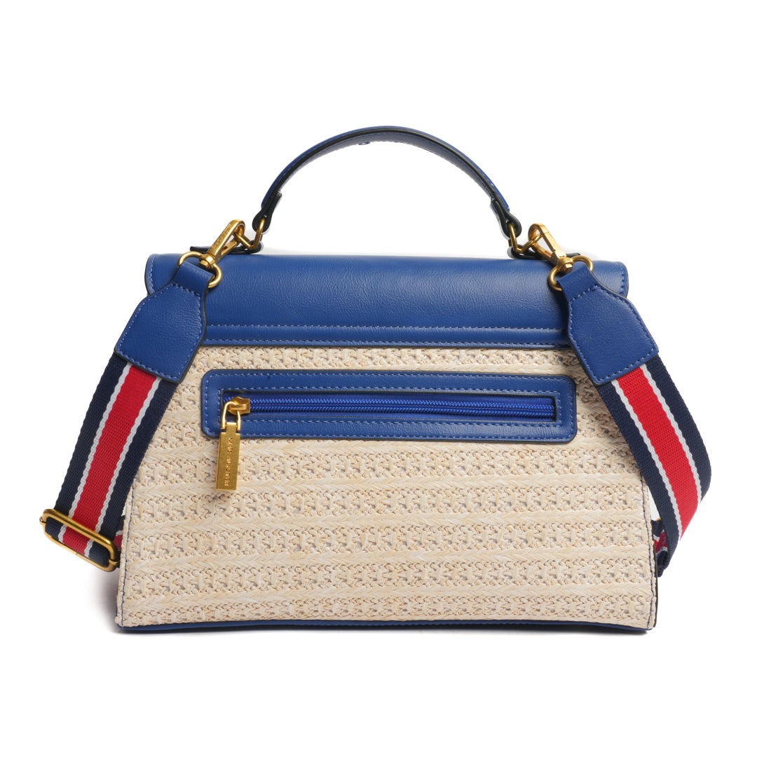 Sac porté main avec rabat DEAUVILLE en matière synthétique NAVY de dos