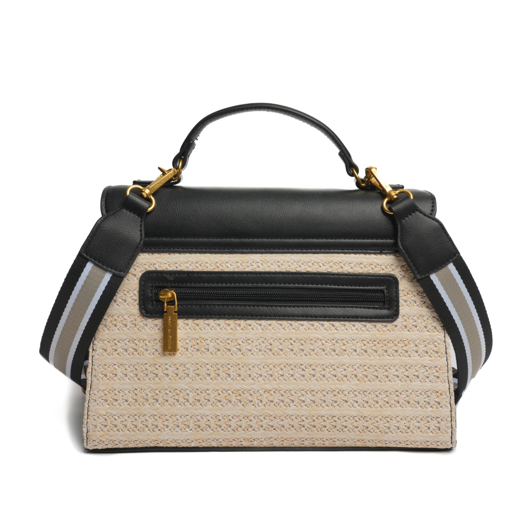 Sac porté main avec rabat DEAUVILLE en matière synthétique NOIR de dos