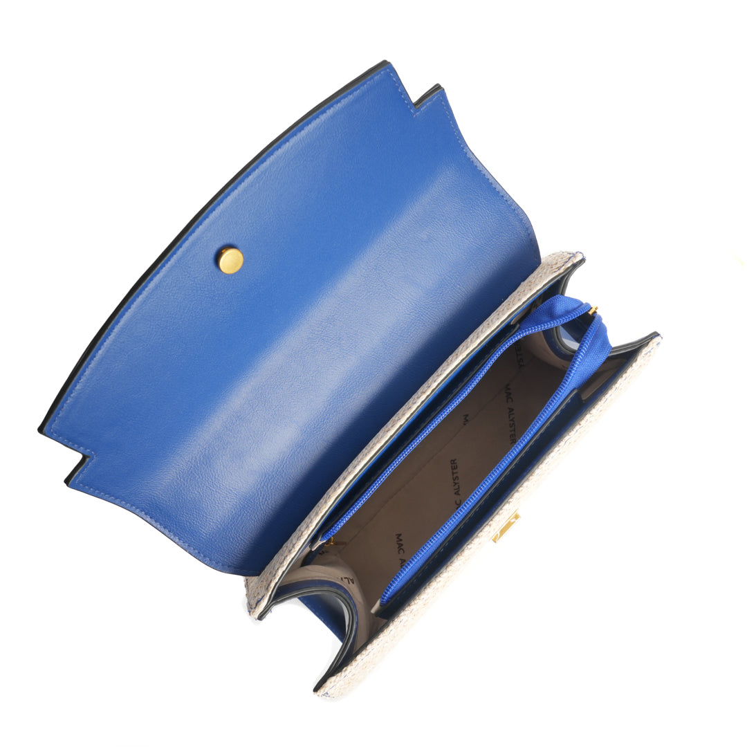 Sac porté main avec rabat DEAUVILLE en matière synthétique NAVY de haut