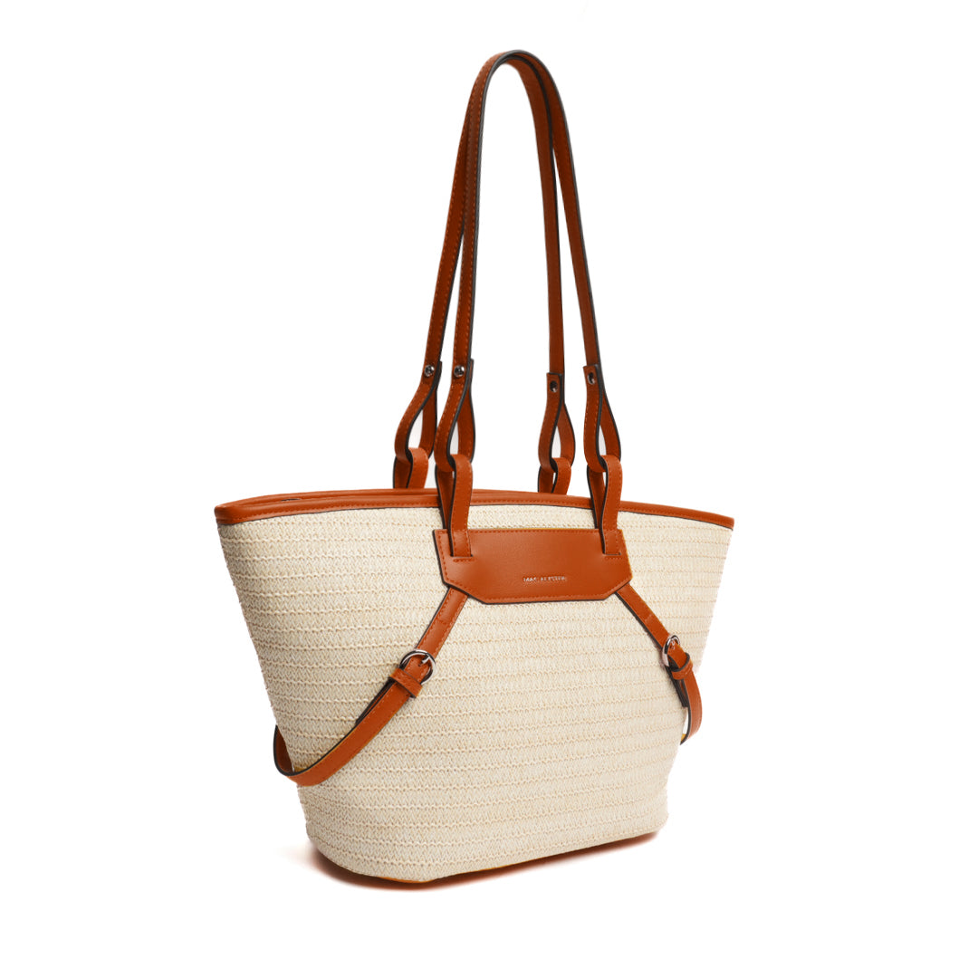 Sac cabas RIVIERA en matière synthétique COGNAC de trois-quarts