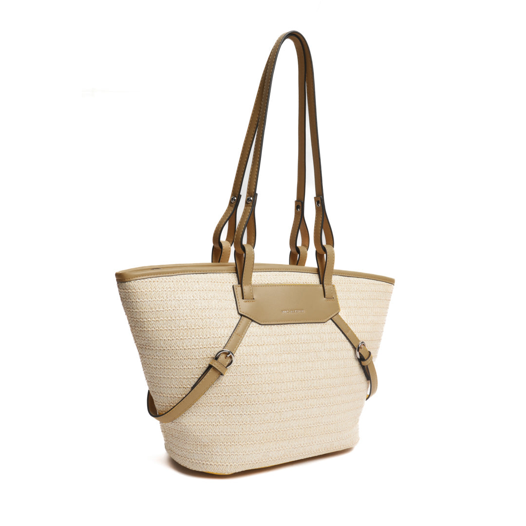 Sac cabas RIVIERA en matière synthétique TAUPE de trois-quarts