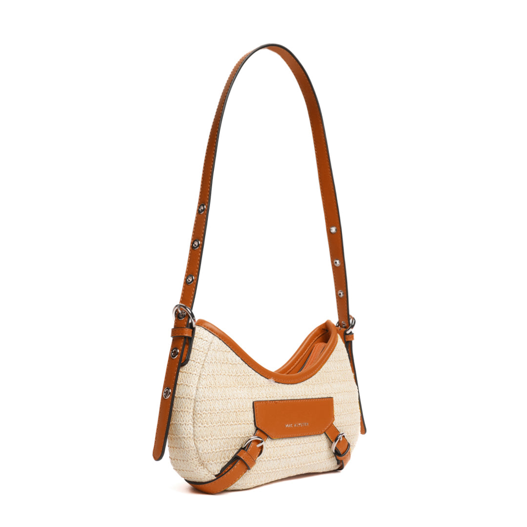 Sac baguette RIVIERA en matière synthétique COGNAC de trois-quarts